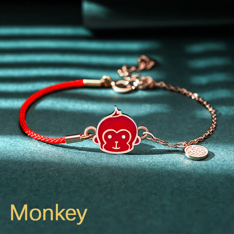 925 Sterling Silver Color-changing Chinese Zodiac Luck Protection Red String Chain Bracelet