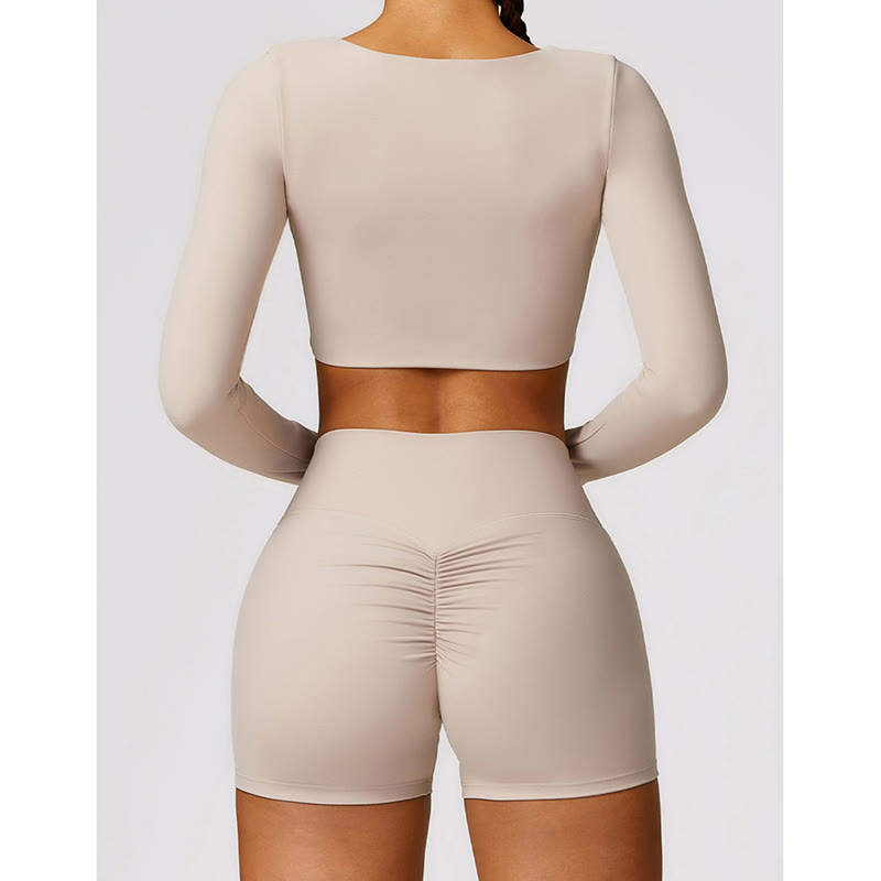 Gym Sports Yoga Backless Bra Crop Tank Top Breathable Shorts