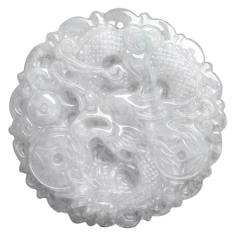 White Jade Dragon Protection Necklace String Pendant