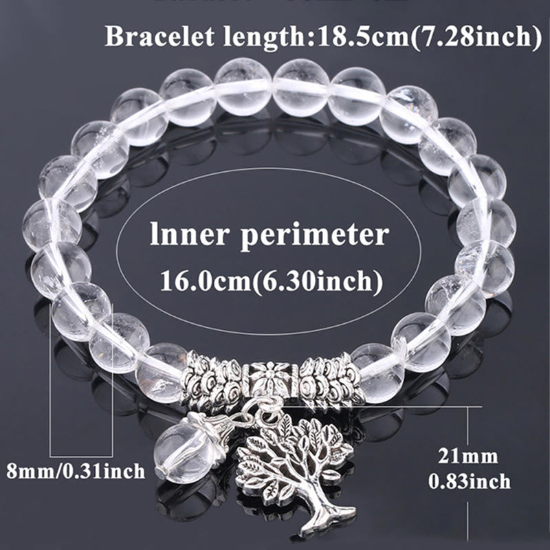 Natural Gemstone Tree of Life Lucky Charm Stretch Bracelet