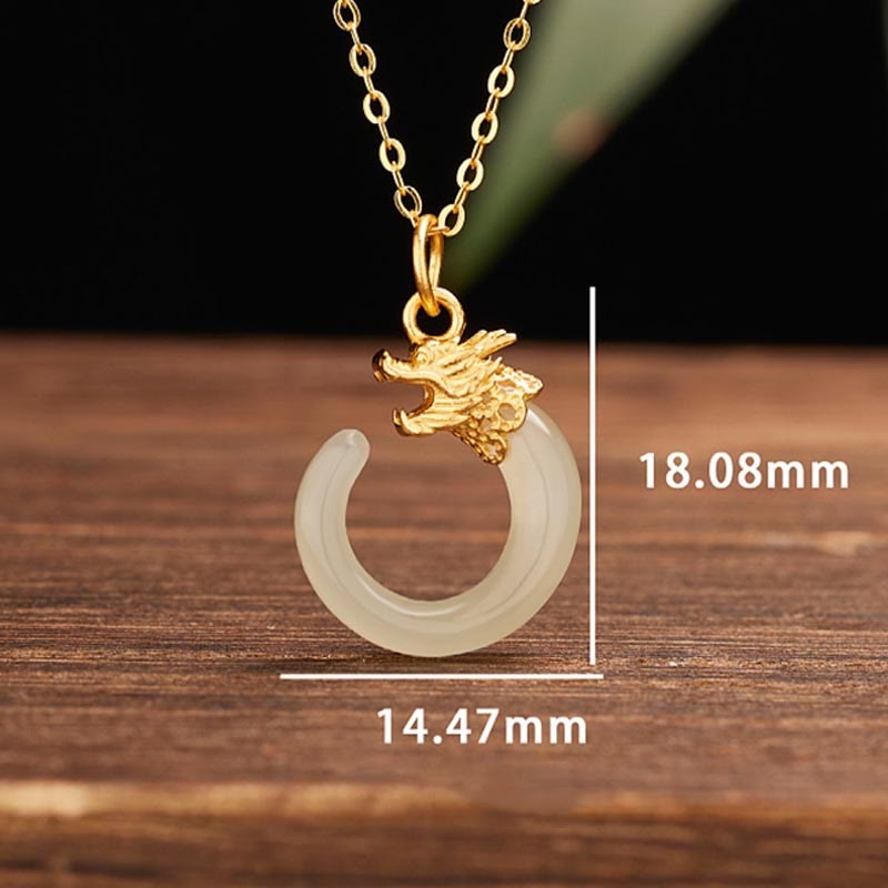 925 Sterling Silver Year Of The Dragon Natural Hetian Jade Luck Strength Necklace Pendant (Extra 40% Off | USE CODE: FS40)