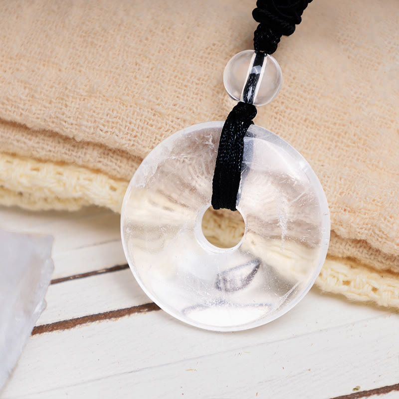 Lucky Coin Pendant Healing Crystal Gemstone Necklace