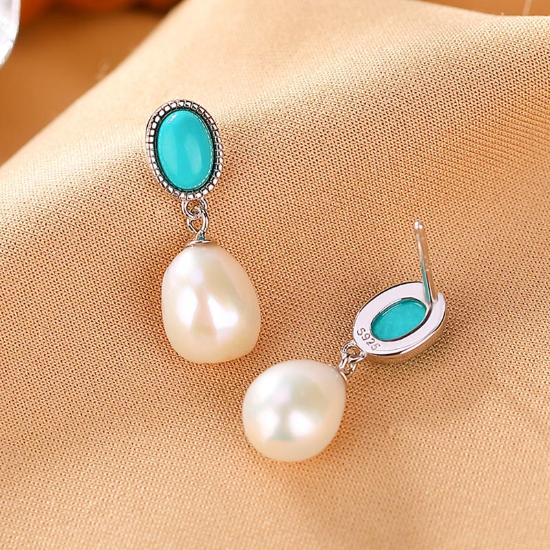 925 Sterling Silver Pearl Turquoise Healing Wisdom Necklace Pendant Ring Earrings