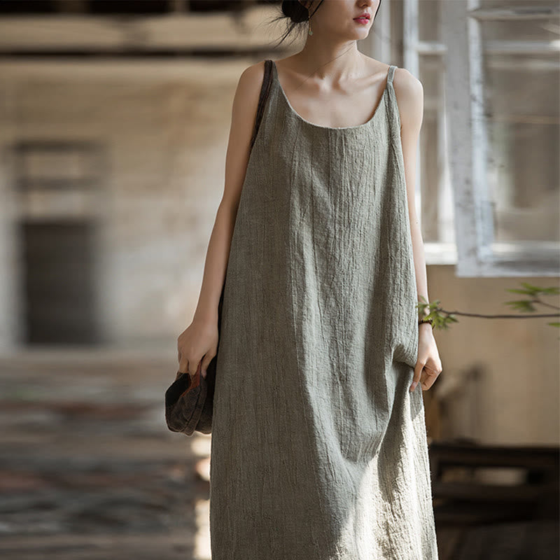 Artisanal Tie-Dye Linen Breezy Meditation Midi Dress
