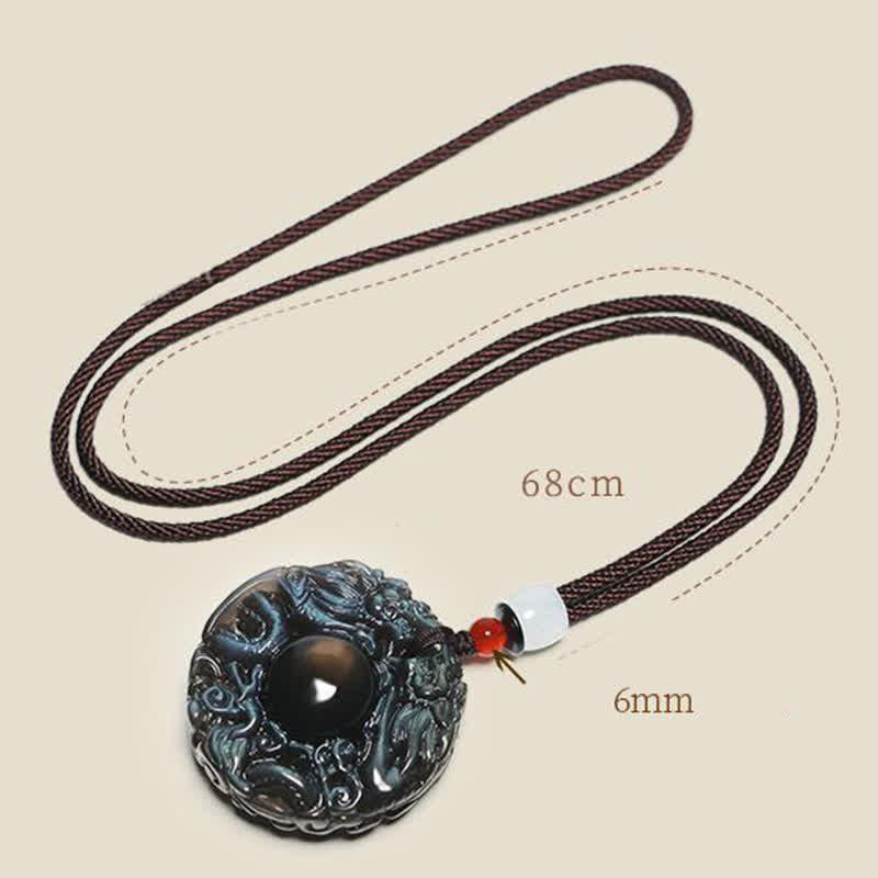 Natural Gold Sheen Obsidian Rainbow Obsidian Dragon Strength Necklace Pendant (Extra 35% Off | USE CODE: FS35)