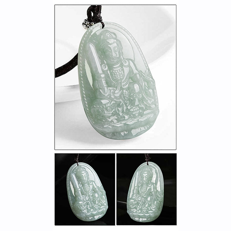 Chinese Zodiac Natal Buddha Jade Wealth Prosperity Necklace Pendant