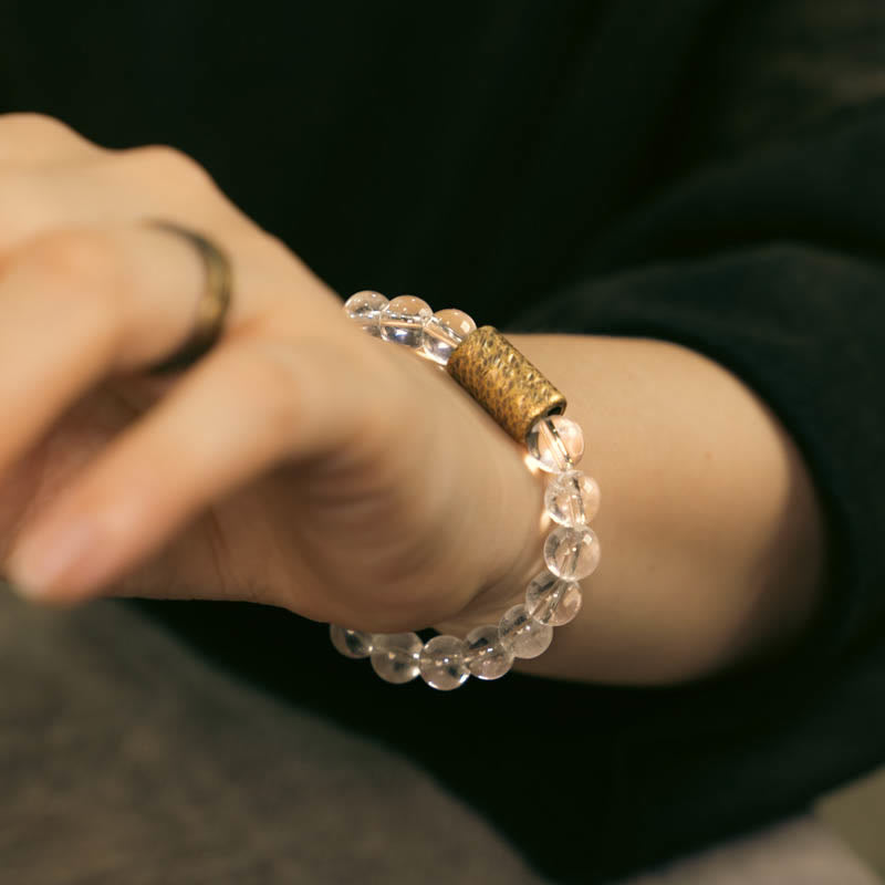 White Crystal Red Hematoid Quartz Gold Rutilated Quartz Purple Phantom Protection Bracelet