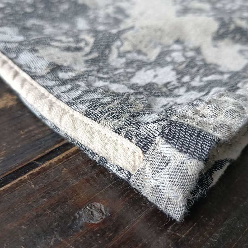 Black Gray Print Frog-button Design Long Sleeve Cotton Linen Jacket Shirt With Pockets