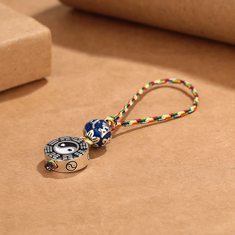 Yin Yang Symbol Om Mani Padme Hum Bagua Copper Harmony Key Chain