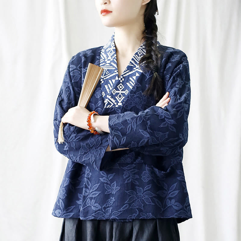 Cotton Jacquard V-Neck Mindful Meditation Jacket