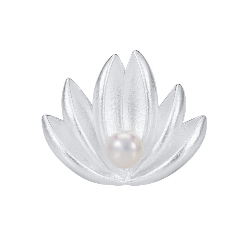 925 Sterling Silver Lotus Flower Pearl New Beginning Brooch