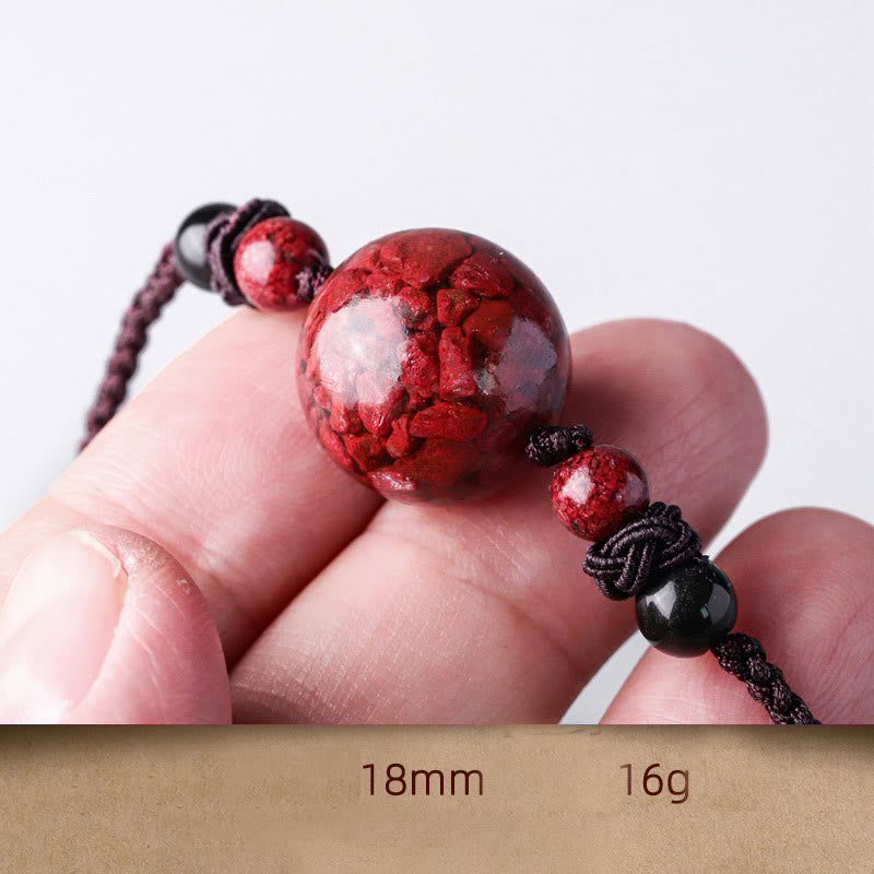 Natural Cinnabar Stones Bead Blessing Necklace Pendant