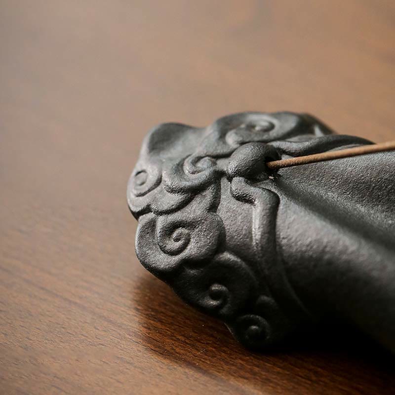 Hand-Finished Ceramic Mudra Hand and Auspicious Clouds Zen Incense Burner