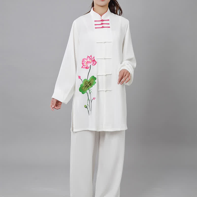 Lotus Print Flowing Qi Gong Meditation Two-Piece Set