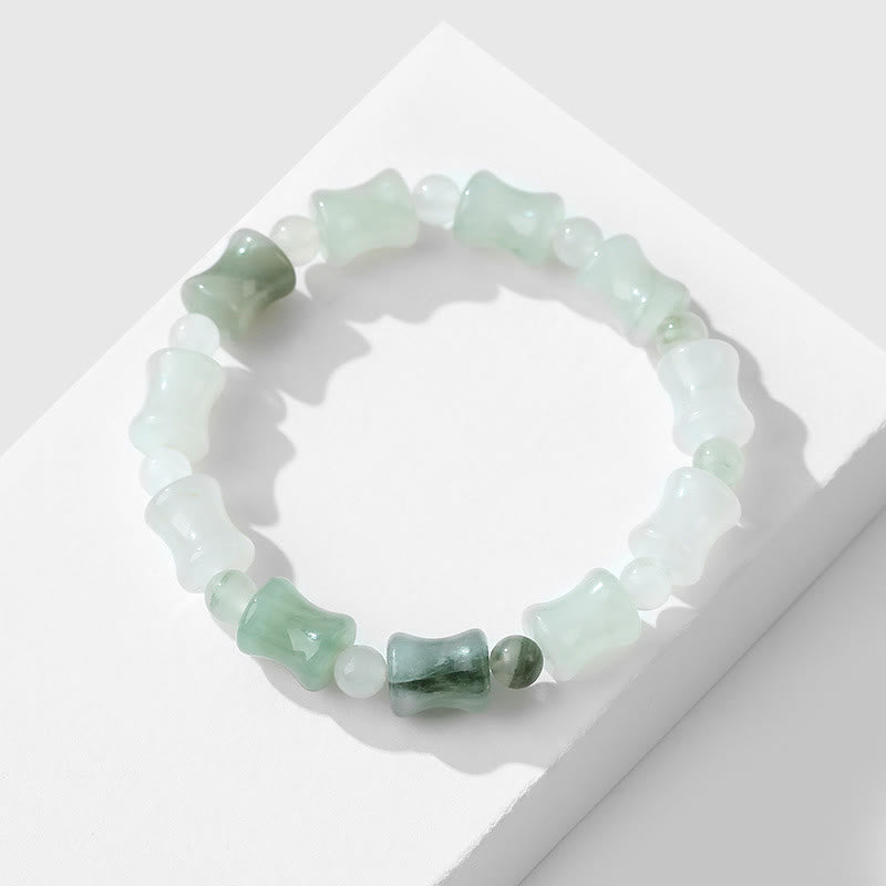 Zeniora Jade & Bamboo Pattern Elastic Bracelet