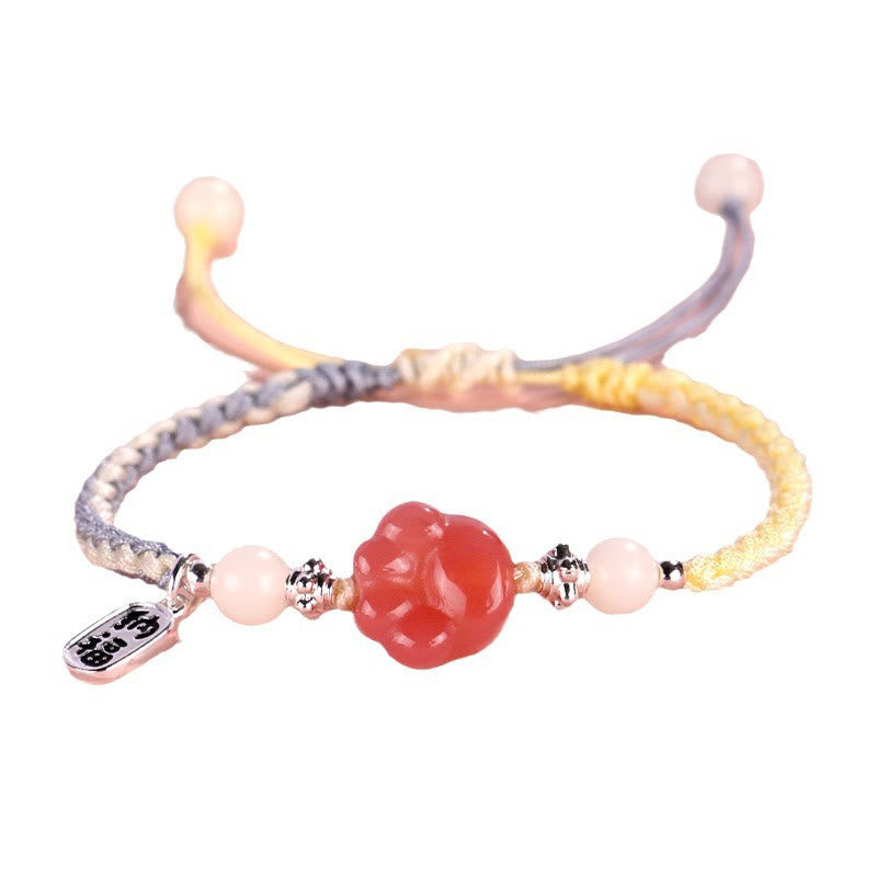 Yanyuan Agate Cat Claw Paw White Bodhi Seed Fu Character Positive Braided Rope Bracelet