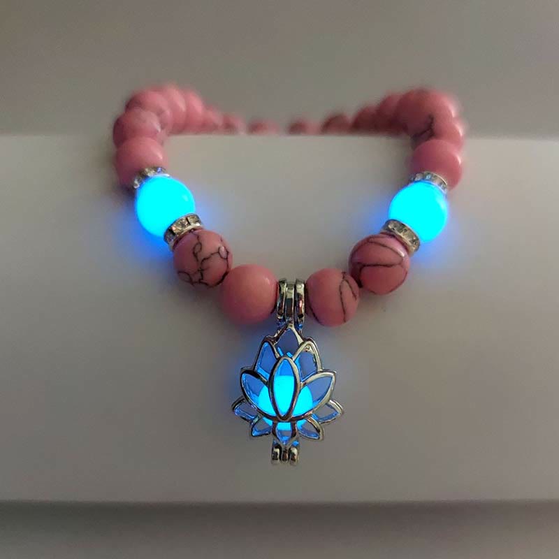 Tibetan Turquoise Glowstone Luminous Bead Lotus Protection Bracelet