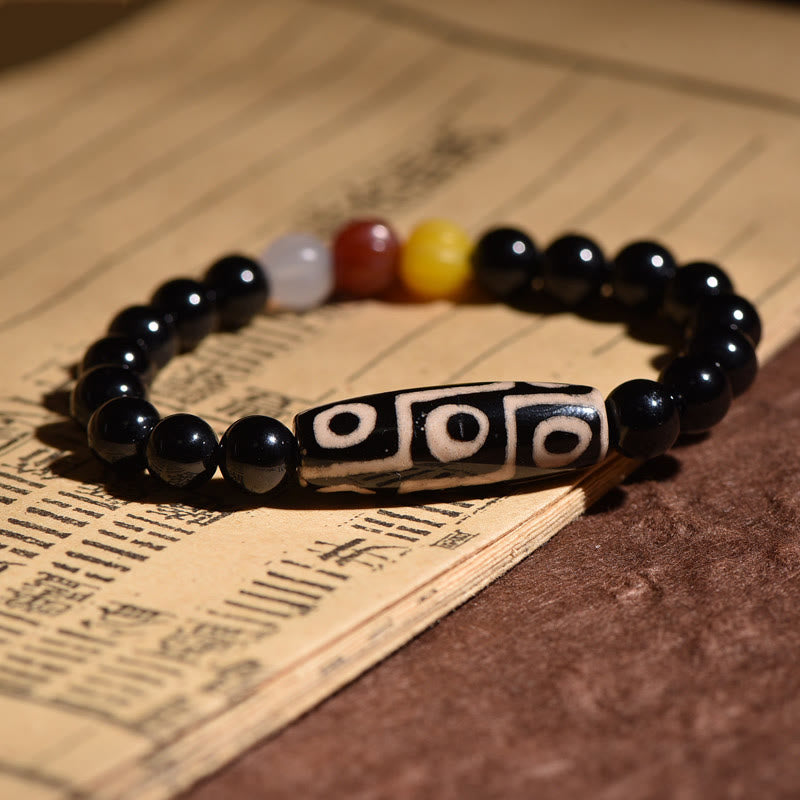 Tibetan Natural Nine-Eye Dzi Bead Wealth Power Bracelet