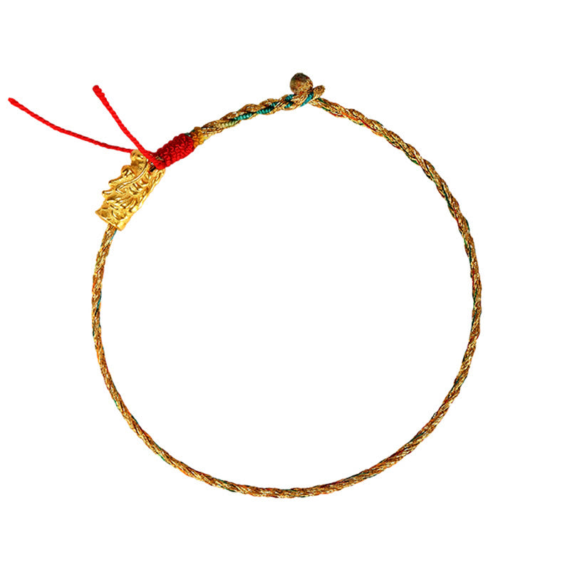 Year of the Dragon Handmade Colorful Dragon Carved Success Braided Bracelet