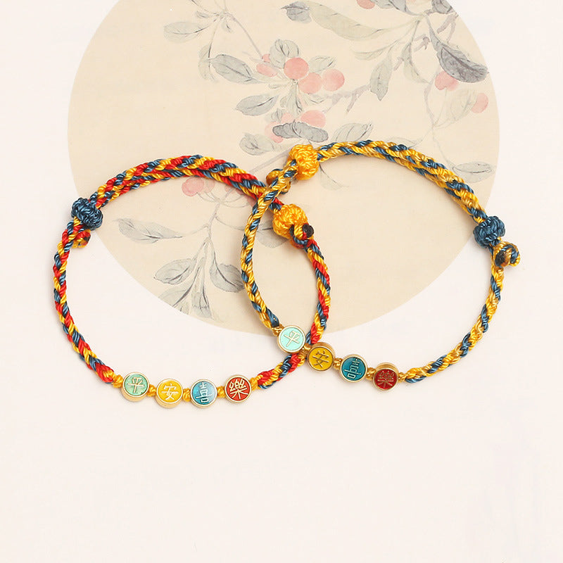 Handmade Dunhuang Art Inspired Vibrant Braided String Bracelet