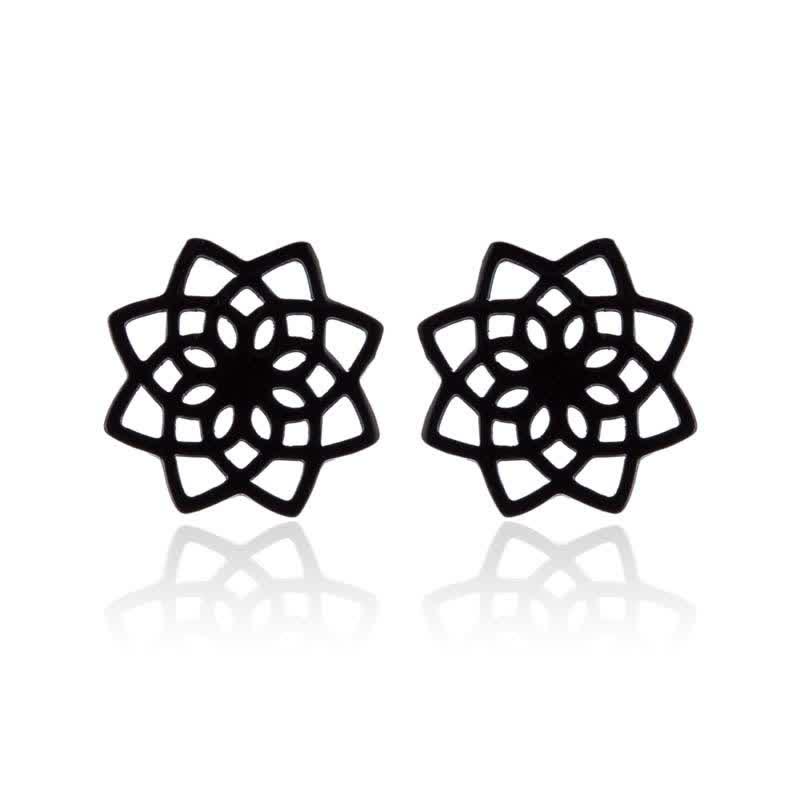 Tibetan Lotus Pattern Minimalist Stud Earrings for New Beginnings