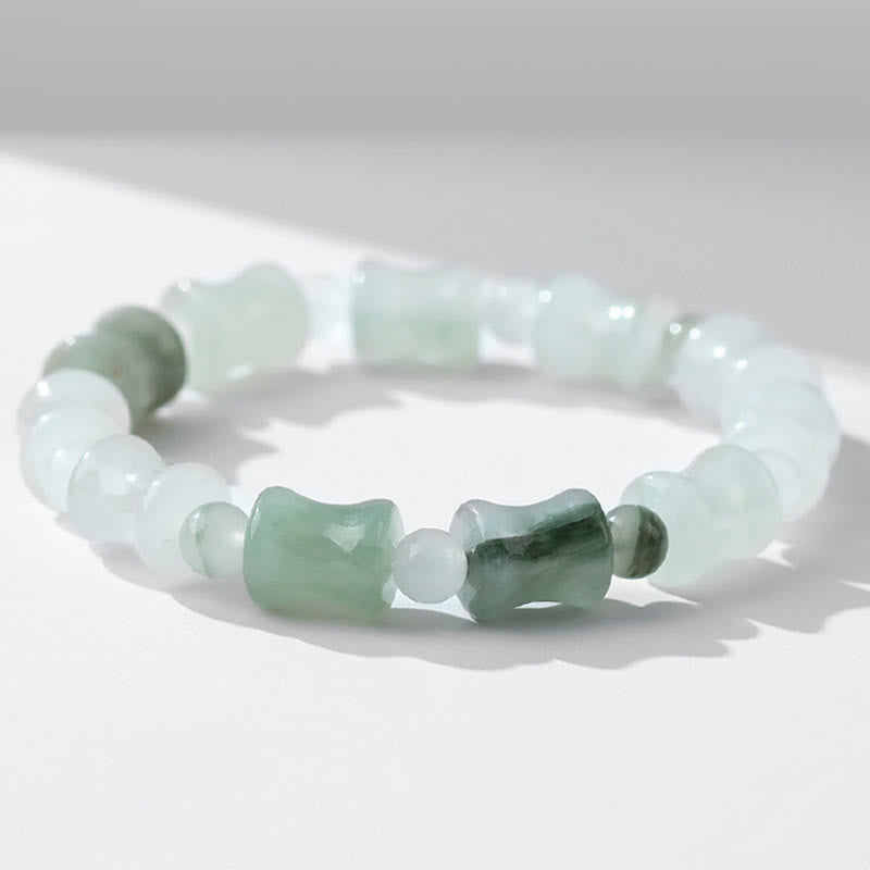 Zeniora Jade & Bamboo Pattern Elastic Bracelet