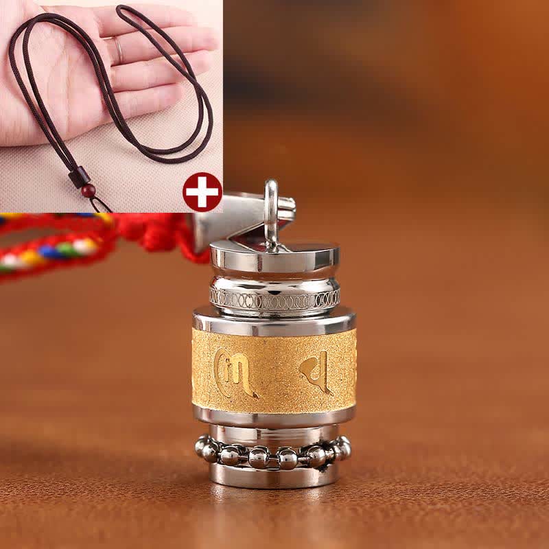 Tibet Om Mani Padme Hum Shurangama Mantra Titanium Steel Wisdom Amulet Necklace Pendant