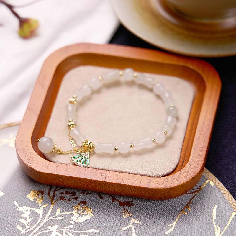 Tianshan White Jade Bamboo Pattern Luck Blessing Bracelet