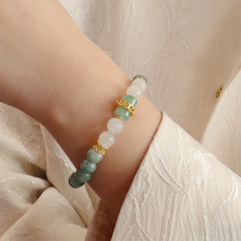 Single Double Layer Jade Peace Buckle Luck Bracelet