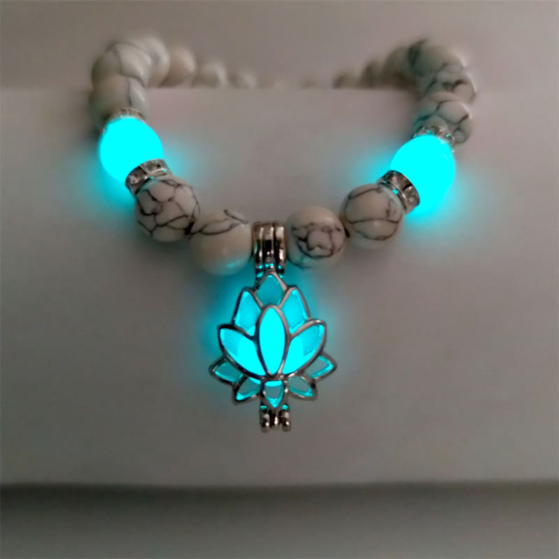 Tibetan Turquoise Glowstone Luminous Bead Lotus Protection Bracelet