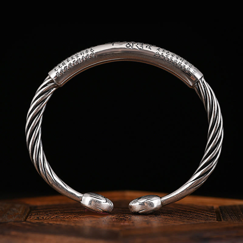 Tibetan Om Mani Padme Hum Heart Sutra Purity Cuff Bracelet