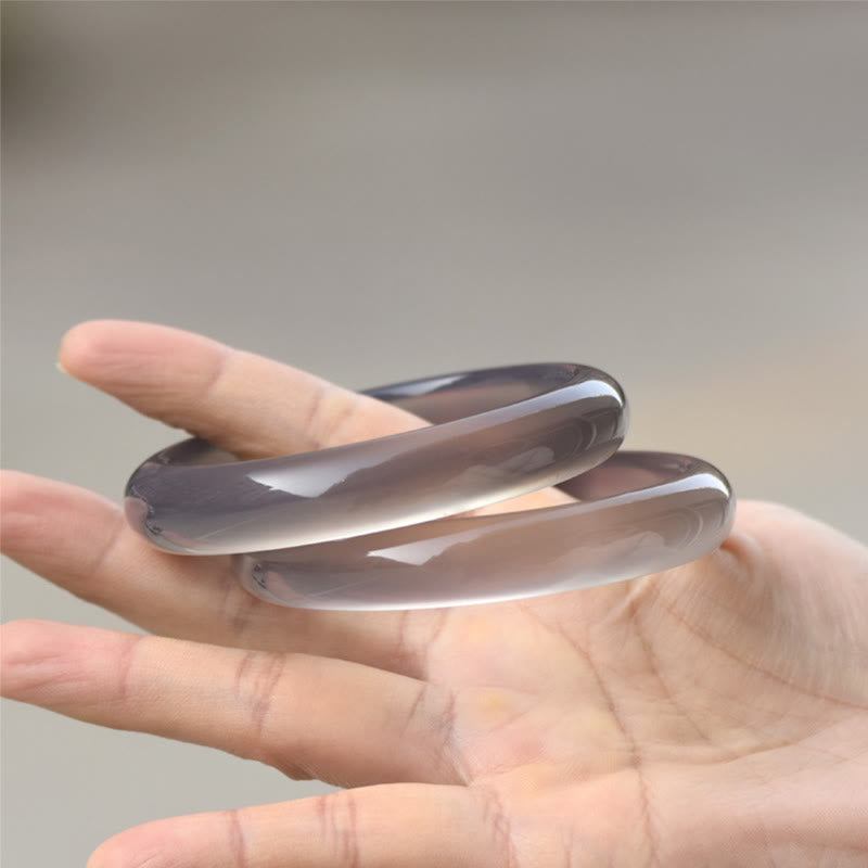 Natural Gray Chalcedony Harmony Bangle Bracelet