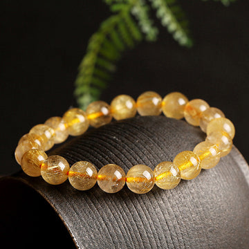 Natural Citrine Round Gemstone Energy Bracelet