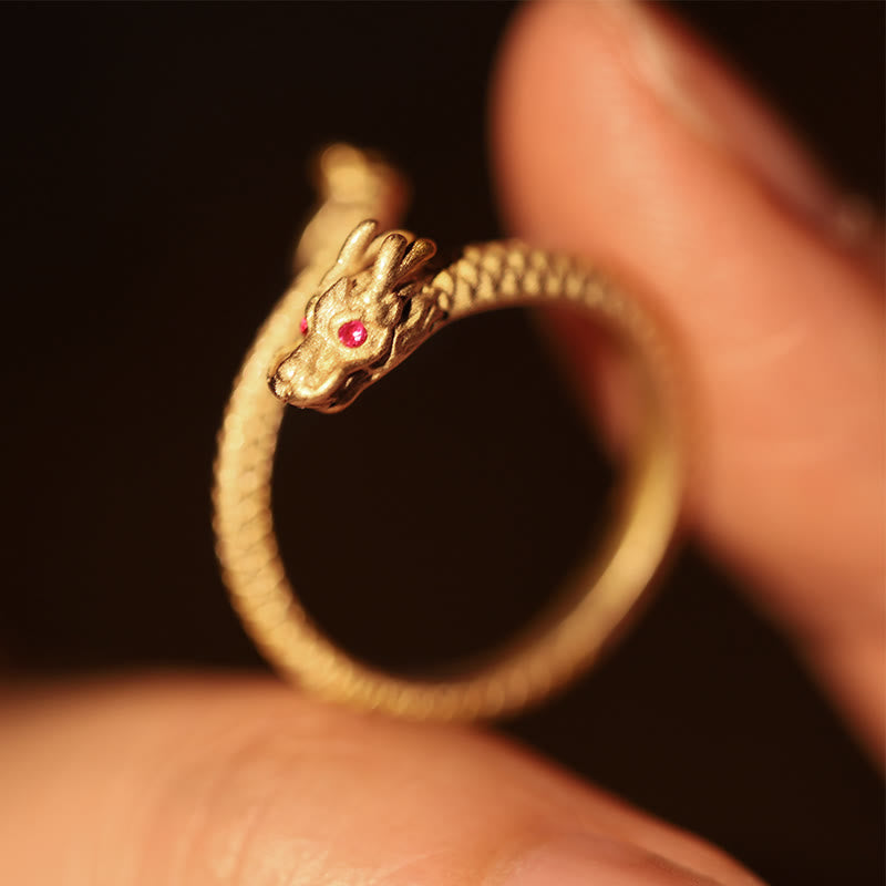 Vintage Sterling Silver Adjustable Dragon Motif Statement Ring