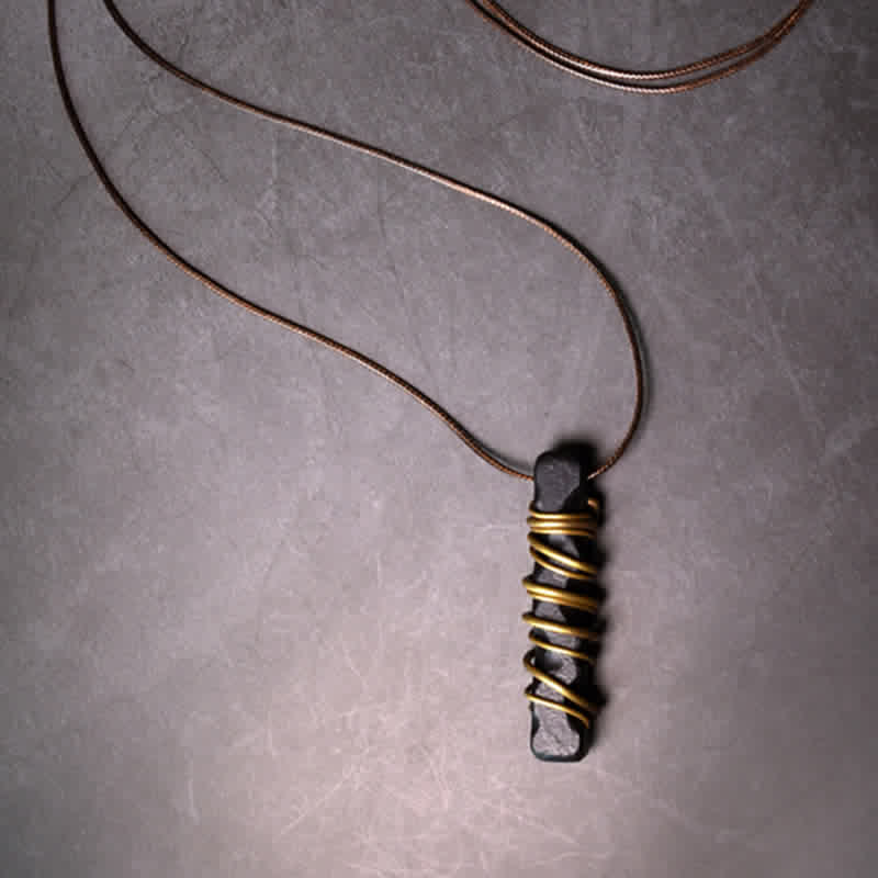 Tibet Ebony Wood Copper Balance Peace Necklace Pendant