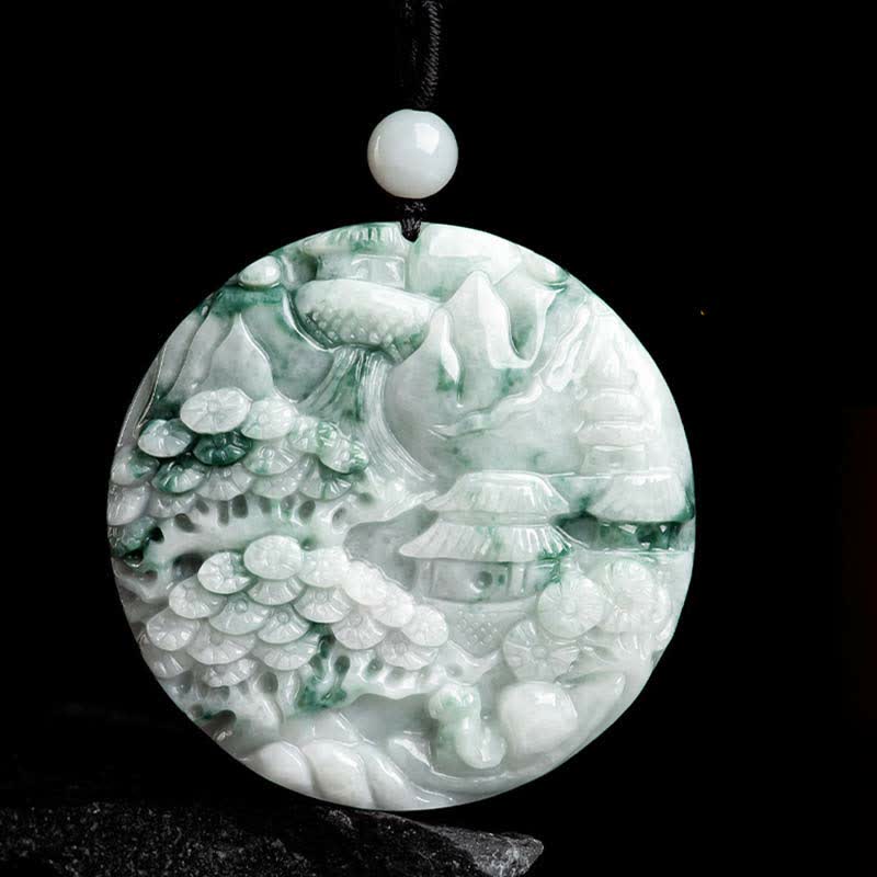 Mountain Landscape Jade Abundance String Necklace