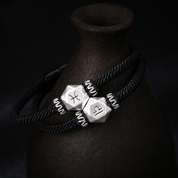 999 Sterling Silver 12 Constellations of the Zodiac Protection Handmade String Bracelet