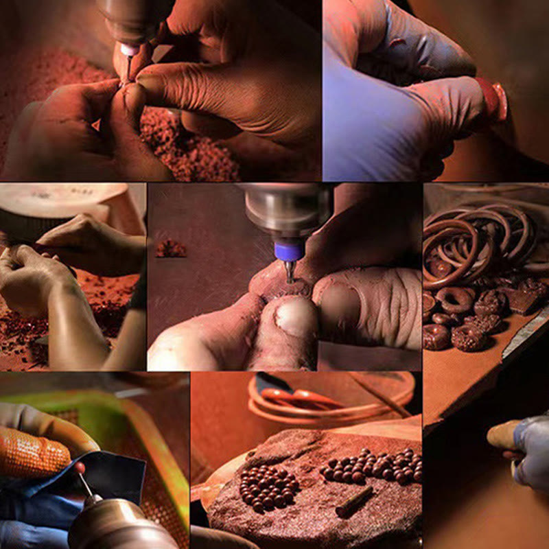 Natural Cinnabar Lotus Om Mani Padme Hum Blessing Necklace String Pendant