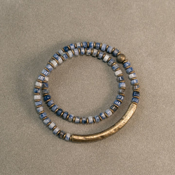 Sodalite Beaded Brass Harmony Wrap Bracelet