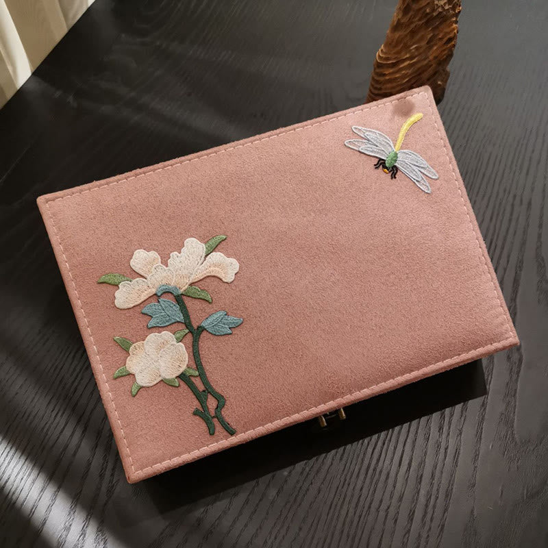 Floral & Dragonfly Flannel Single Layer Jewelry Organizer Box