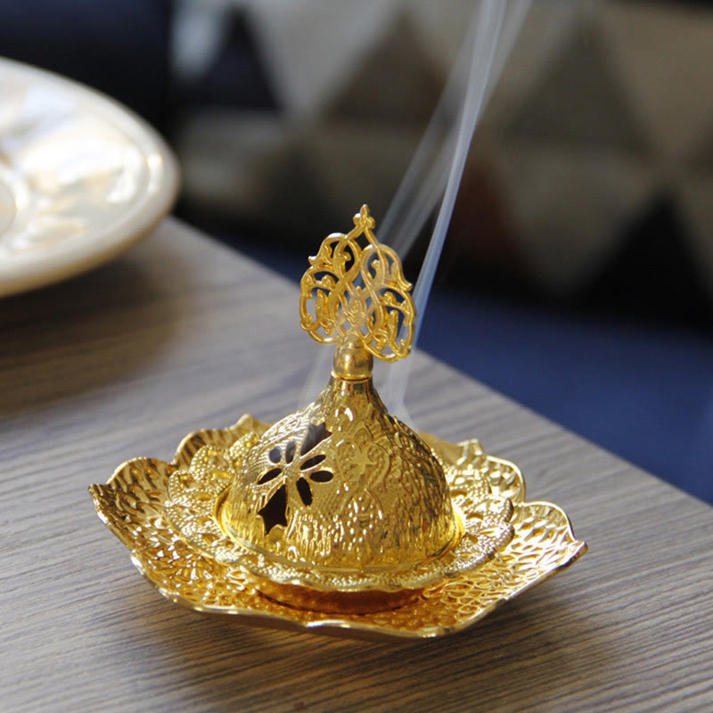 Leaf-Shaped Alloy Metal Mini Incense Burner & Ritual Coaster