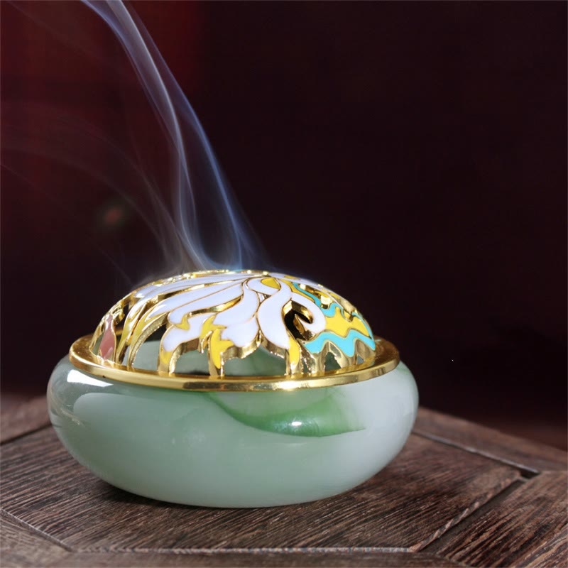 Handcrafted Liuli Crystal Nine-Tailed Fox Meditation Incense Burner