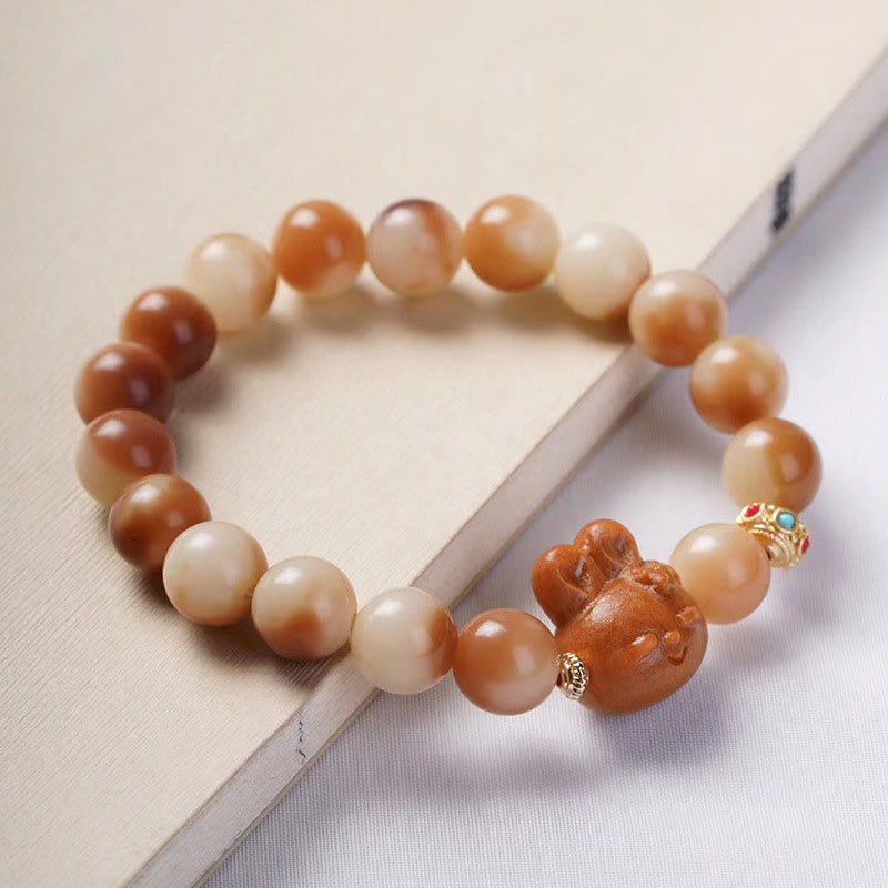 Natural Bodhi Seed Rabbit Charm Serenity Bracelet for Mindful Practice