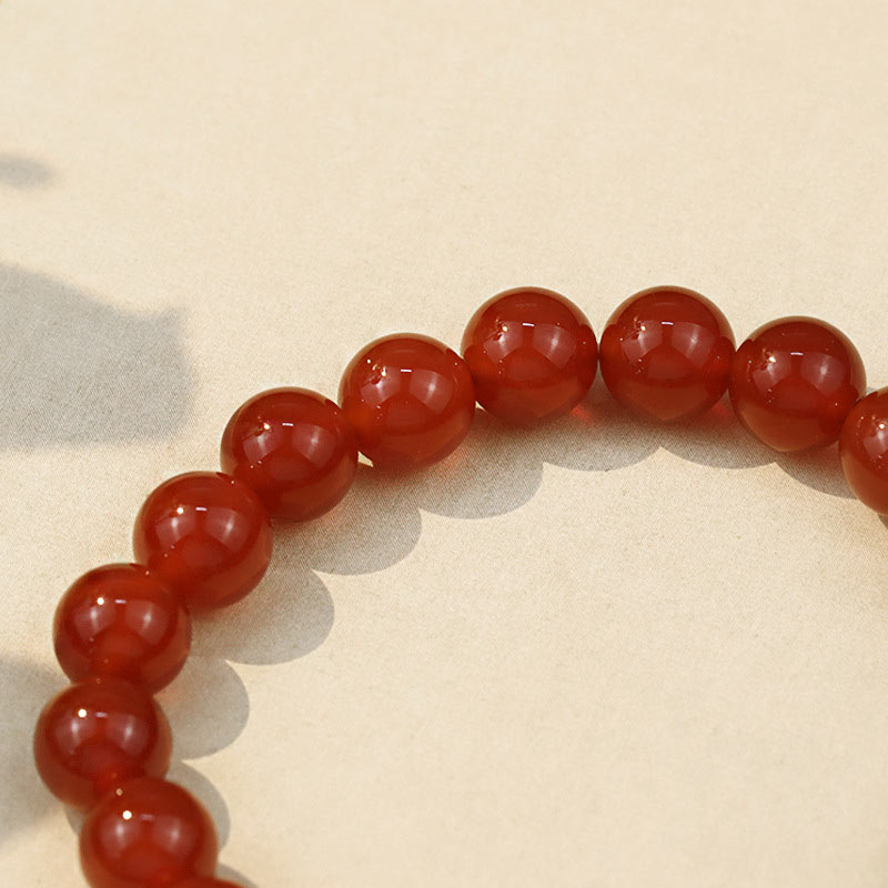 Natural Red Agate Stone Buddha Charm Handmade Bracelet