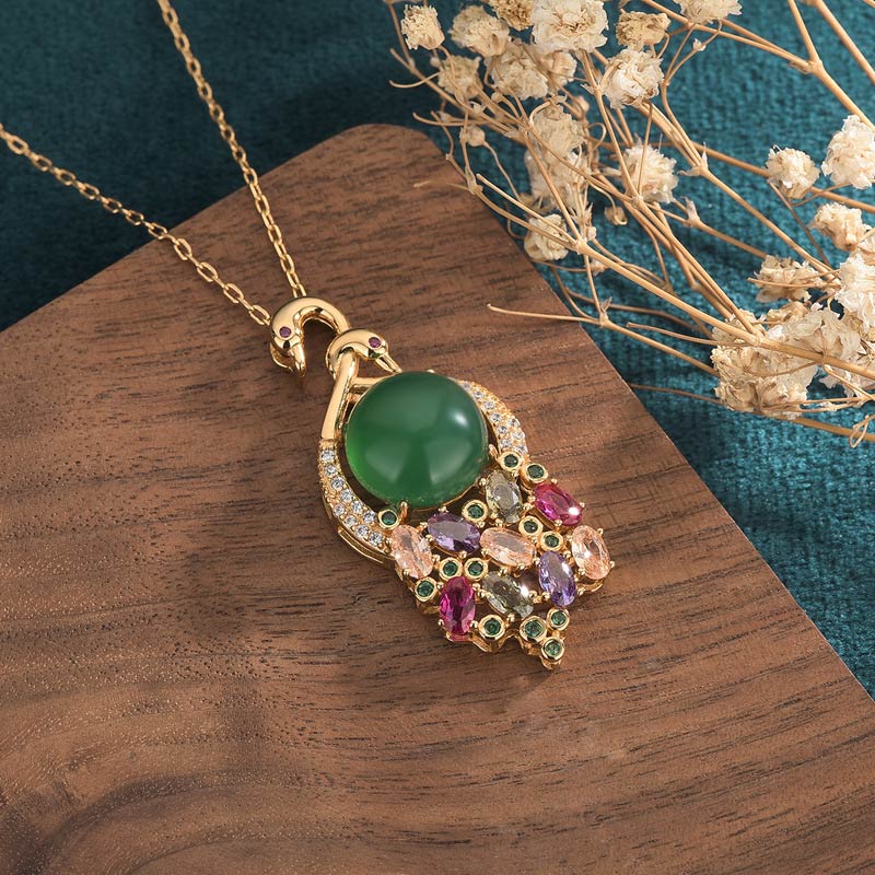 Cyan Jade Success Necklace Chain Pendant