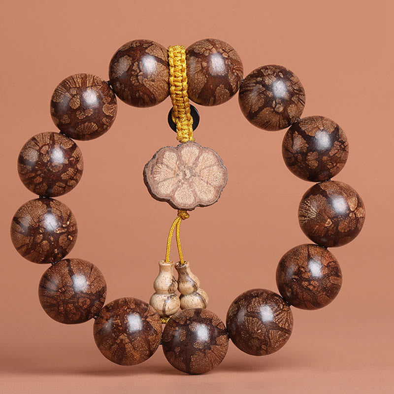 Natural Plum Blossom Wood Large Bead Meditation Bracelet