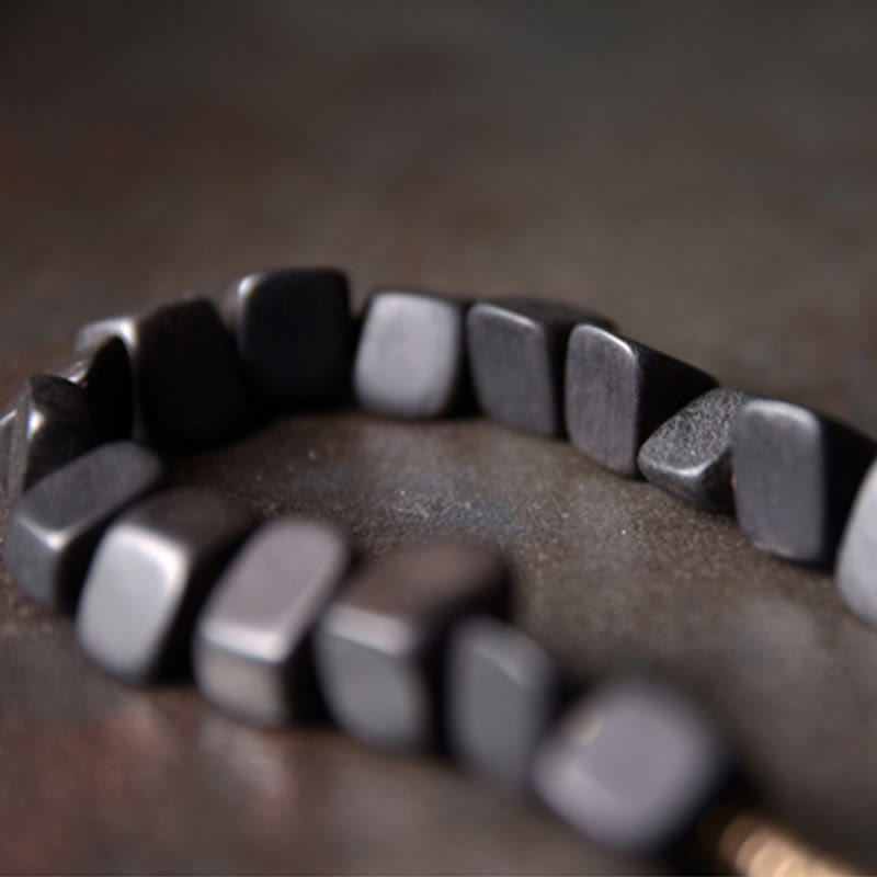 Tibetan Peace Double Wrap Bracelet: Ebony Wood, Copper & Brass
