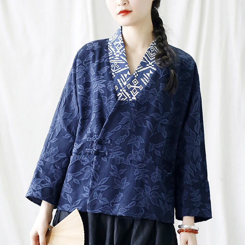 Cotton Jacquard V-Neck Mindful Meditation Jacket