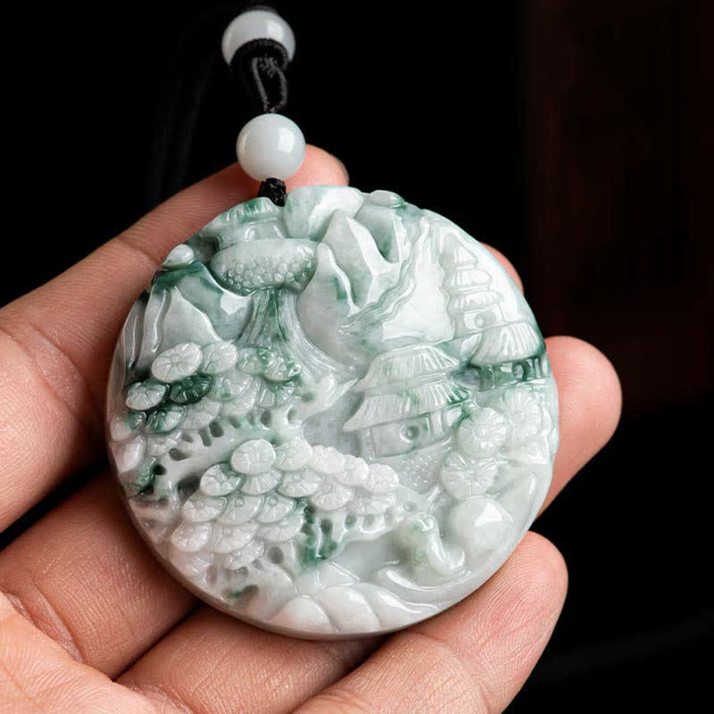Mountain Landscape Jade Abundance String Necklace