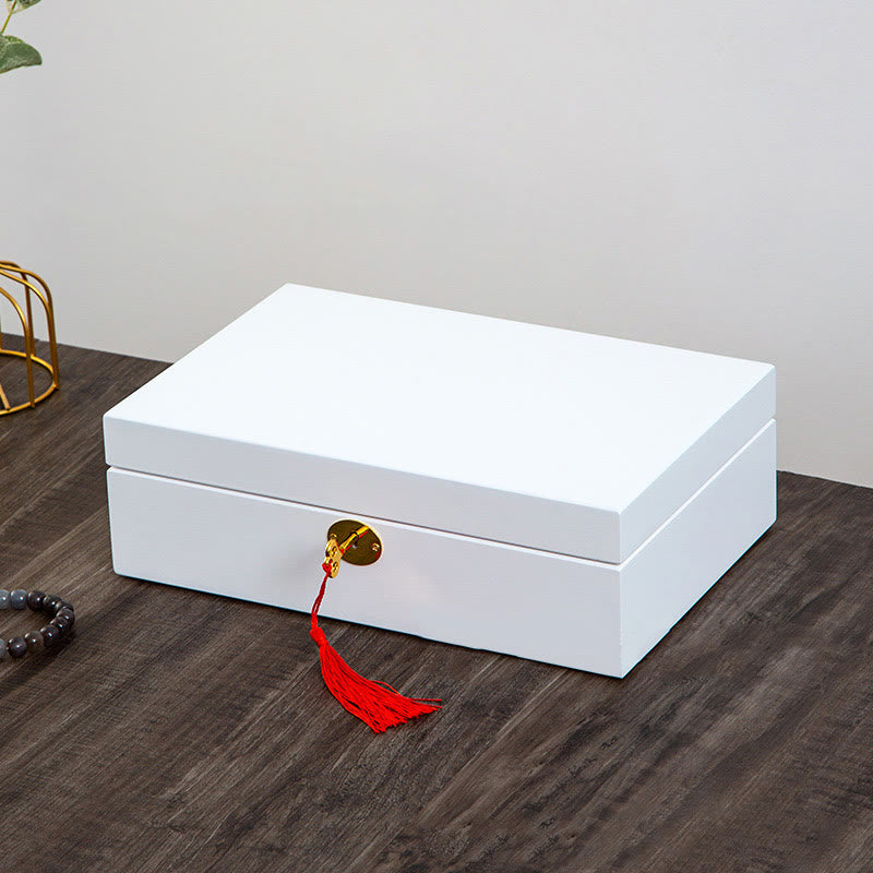 Vintage Wooden Jewelry Box Two-Layer Solid Wood Jewelry Storage Box